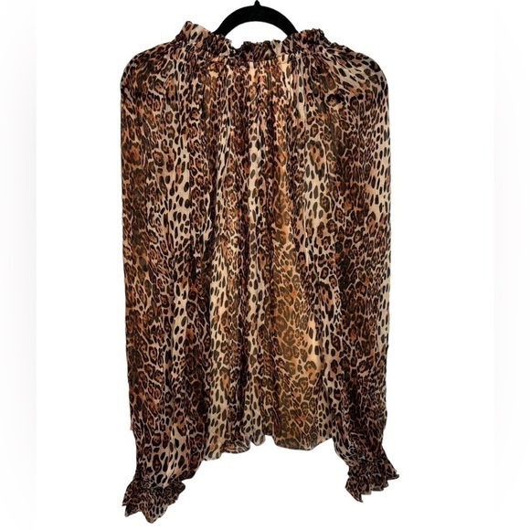 Mechora Womens Chiffon Animal Print Peggy Printed Blouse Brown Size Small - Picture 6 of 10